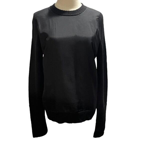Vera Wang Authenticated Black Wool Silk Front Long Sleeve Sweater Sz Sm - Picture 1 of 10